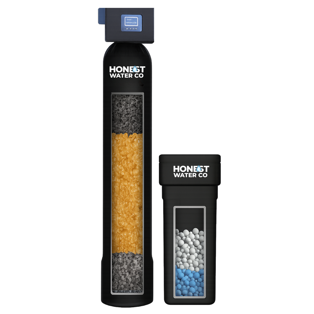 Whole-home water softener with filtration